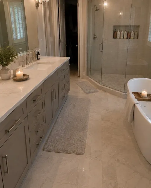 Tidy, spotless bathroom vanity